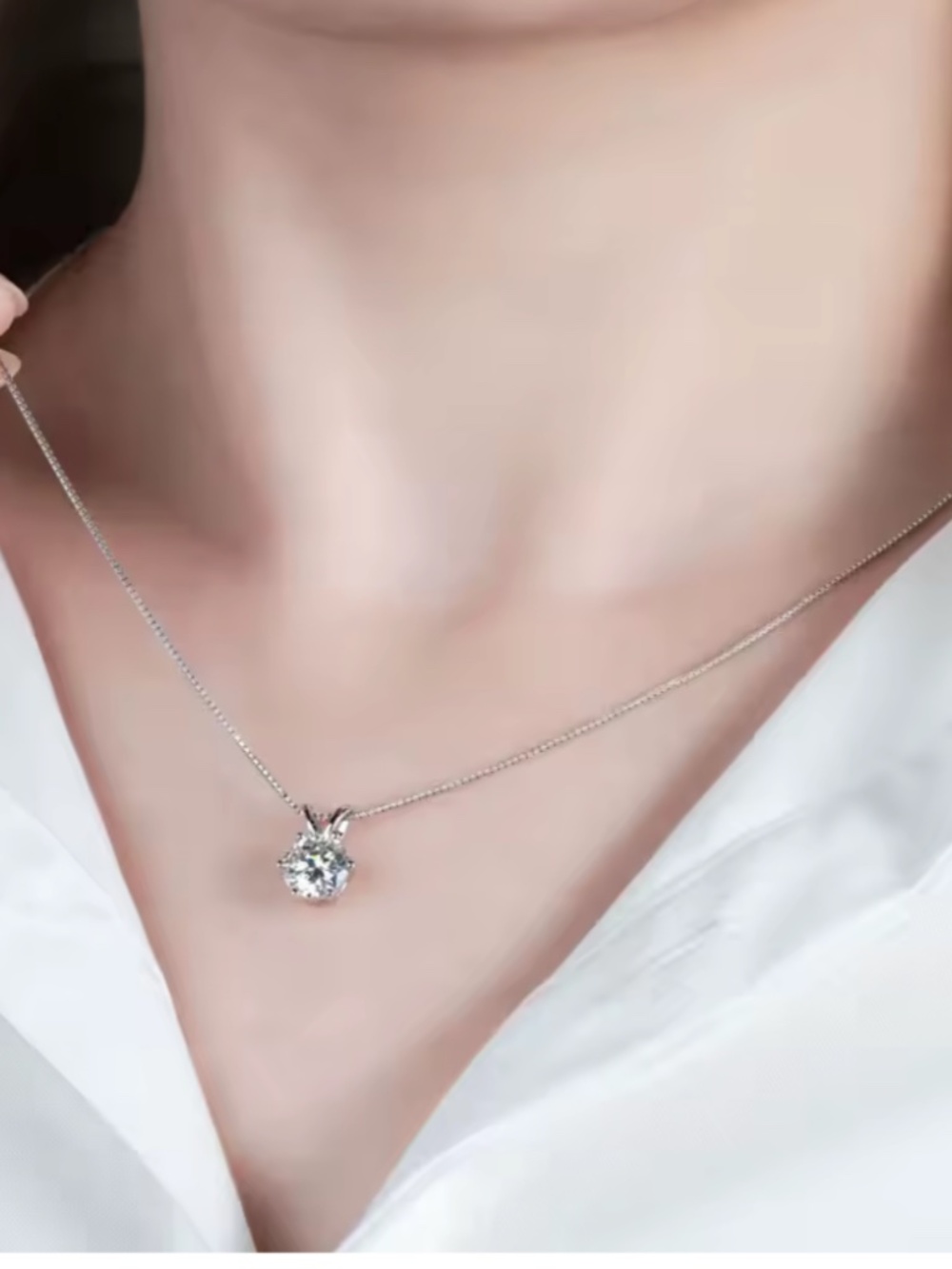 4CT Diamond 925 Necklace + Pendant GRA Certificate - Picture 6 of 9